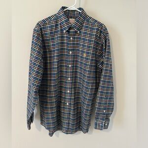 Brooks Brothers Men’s 1818 Button Down Plaid Long Sleeve Shirt Size Medium Blue